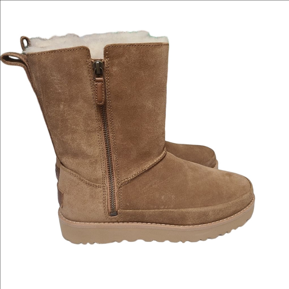 Women's UGG Classic Zip Winter Boots US 6 Brown Cream - Picture 4 of 6